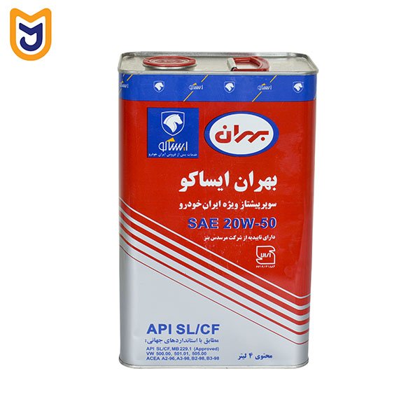 روغن موتور خودرو ایساکو بهران BEHRAN مدل سوپر پیشتاز SAE 20W50 ( چهار لیتری)